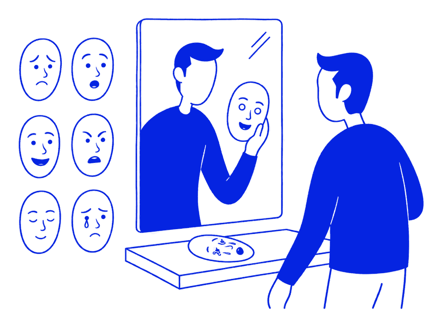 Mensch im Spiegel - Illustration